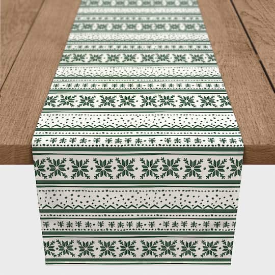 90&#x22; Green Pattern Poly Twill Table Runner